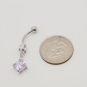 New Sterling Silver CZ Belly Button Navel Ring